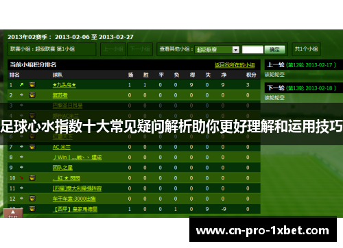 足球心水指数十大常见疑问解析助你更好理解和运用技巧